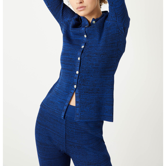 Le Ore 'Rimini' Blue Collared Striped Cardigan Size S - Picture 1 of 4